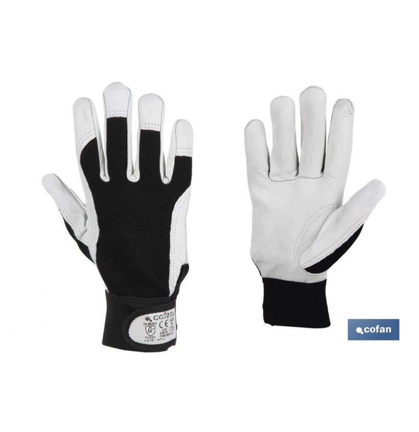 GUANTE VACUNO DORSO TELA + VELCRO T-10