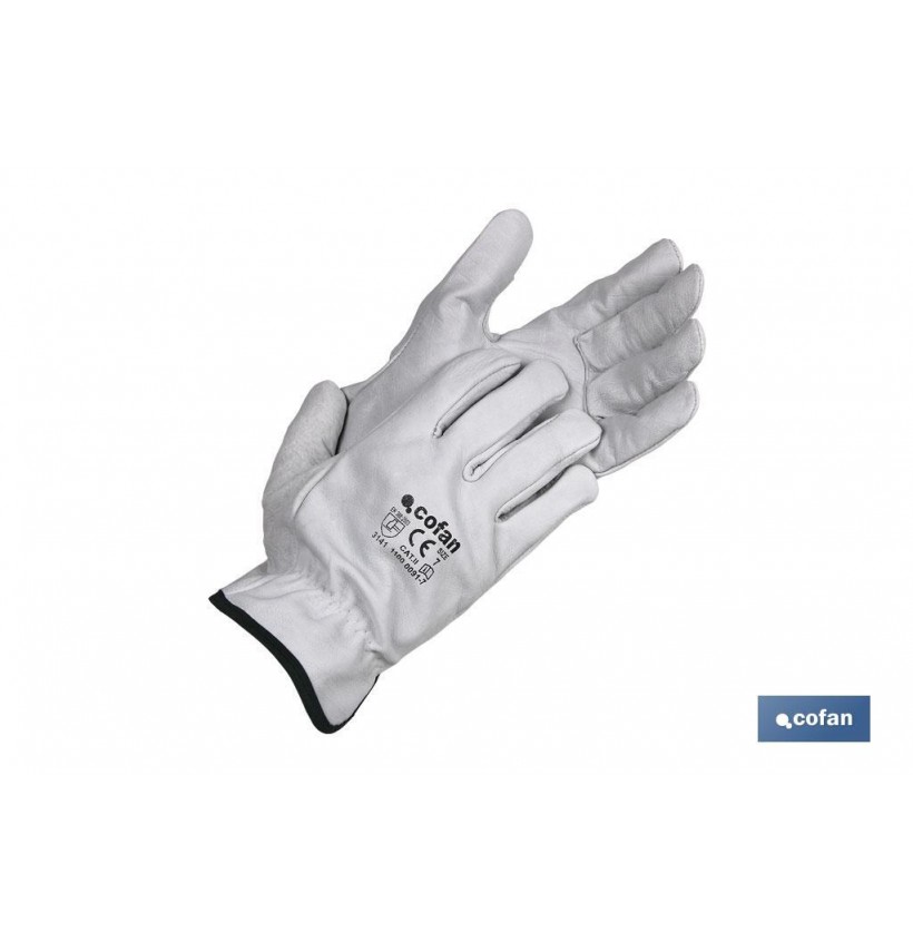 GUANTES PIEL VACUNO GRIS T-10