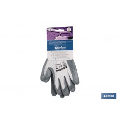 BLÍSTER DE GUANTE DE NITRILO 100 % IMPREGNADO DE PU GRIS TALLA 6 VENTA UNITARIA