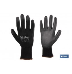 GUANTE 100% POLIEST. IMPREG. PU NEGRO T-9