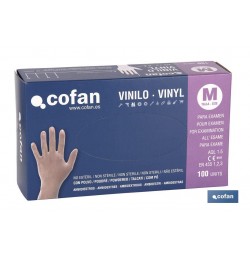 CAJA 100 UNDS. GUANTES VINILO T - M