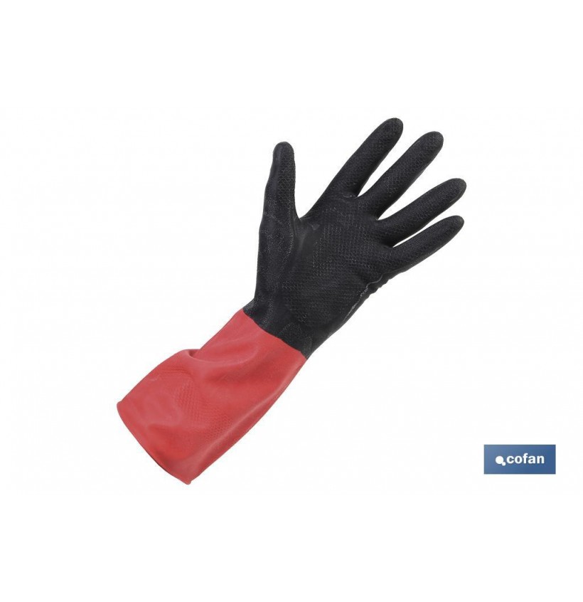 GUANTE DE MENAJE NEGRO Y ROJO REFORZADO T-7