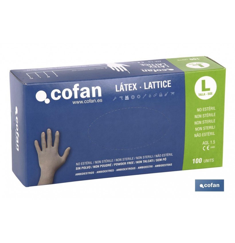 CAJA 100 UDS. GUANTE LATEX SIN POLVO T - L