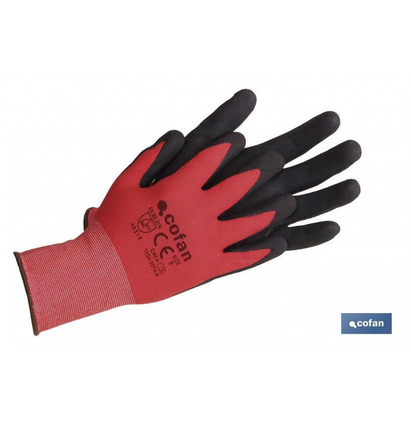 GUANTE IMPREGNADO SANDY COATED ROJO/NEGRO TALLA 7