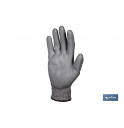 GUANTE ANTICORTE IMPREGNADO PU GRIS T-7