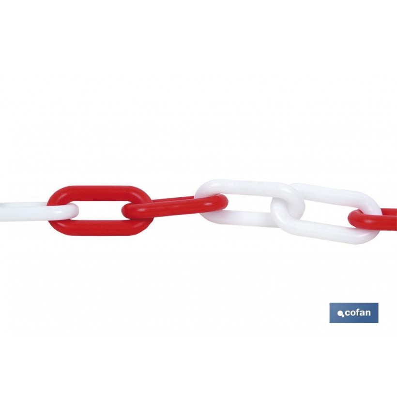 CADENA DE PLÁSTICO 8MM 30 MTS (ROJO/BLANCO)