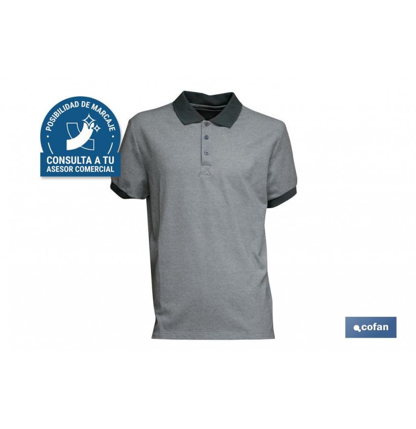 POLO 2 TONOS VERDON 160gms/m GRIS-NEGRO TALLA M