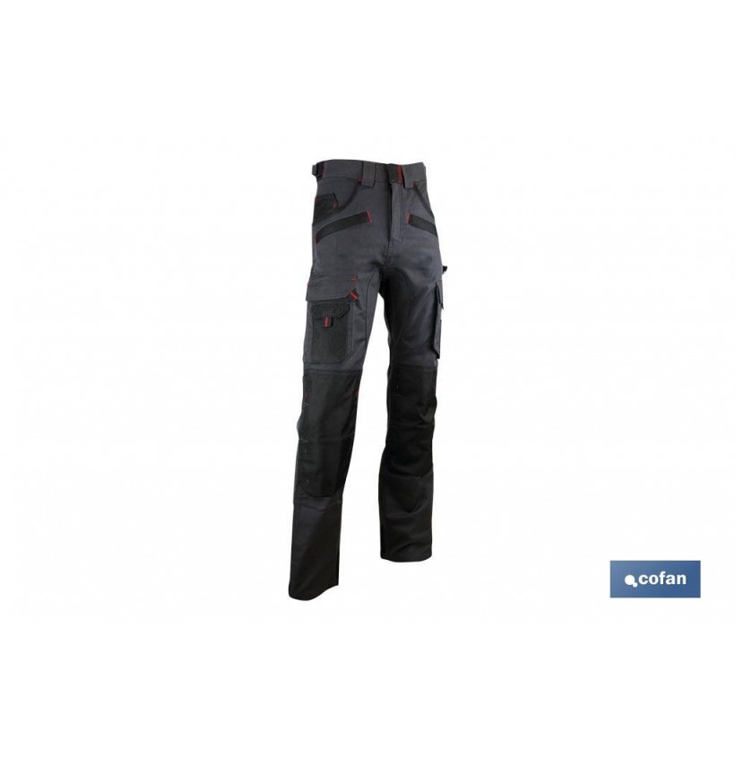 PANTALON TRABAJO MULTIB. CARLSON 300gms/m GRIS-NEGRO T-60