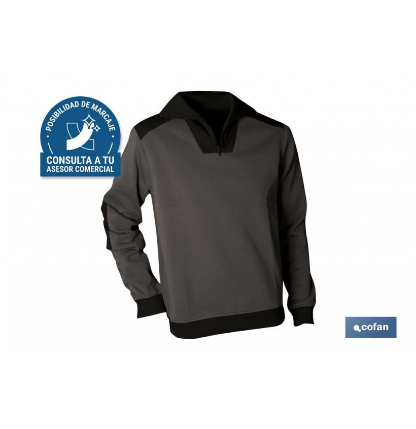 SUDADERA CUELLO CREMALL. VOLTA 280gms/m GRIS-NEGRO T-L