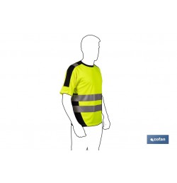 CAMISETA DE ALTA VISIBILIDAD MODELO ARTURO AMARILLA Y NEGRA TALLA XL