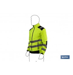 SOFTSHELL DE ALTA VISIBILIDAD MODELO ALFA CENTAURI AMARILLO Y NEGRO TALLA L