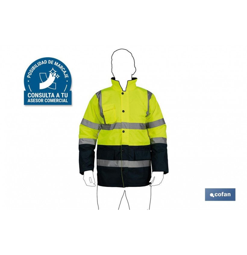 PARKA DE ALTA VISIBILIDAD MODELO DENEB AMARILLO Y AZUL TALLA XXL
