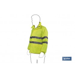 CHAQUETA DE LLUVIA DE ALTA VISIBILIDAD MODELO PÓLUX AMARILLA TALLA M