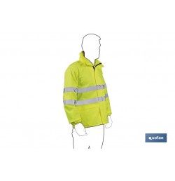 CHAQUETA DE LLUVIA DE ALTA VISIBILIDAD MODELO PÓLUX AMARILLA TALLA XL