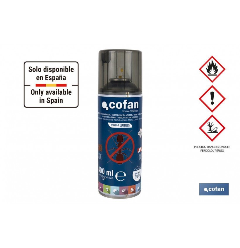 INSECTICIDA EN AEROSOL HORMIGAS TRIPLE ACCIÓN MODELO HORMIWE 400g