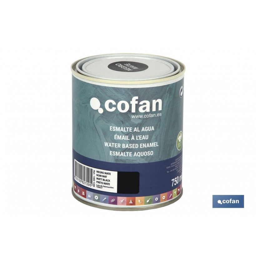 ESMALTE AL AGUA (750 ML) NEGRO MATE