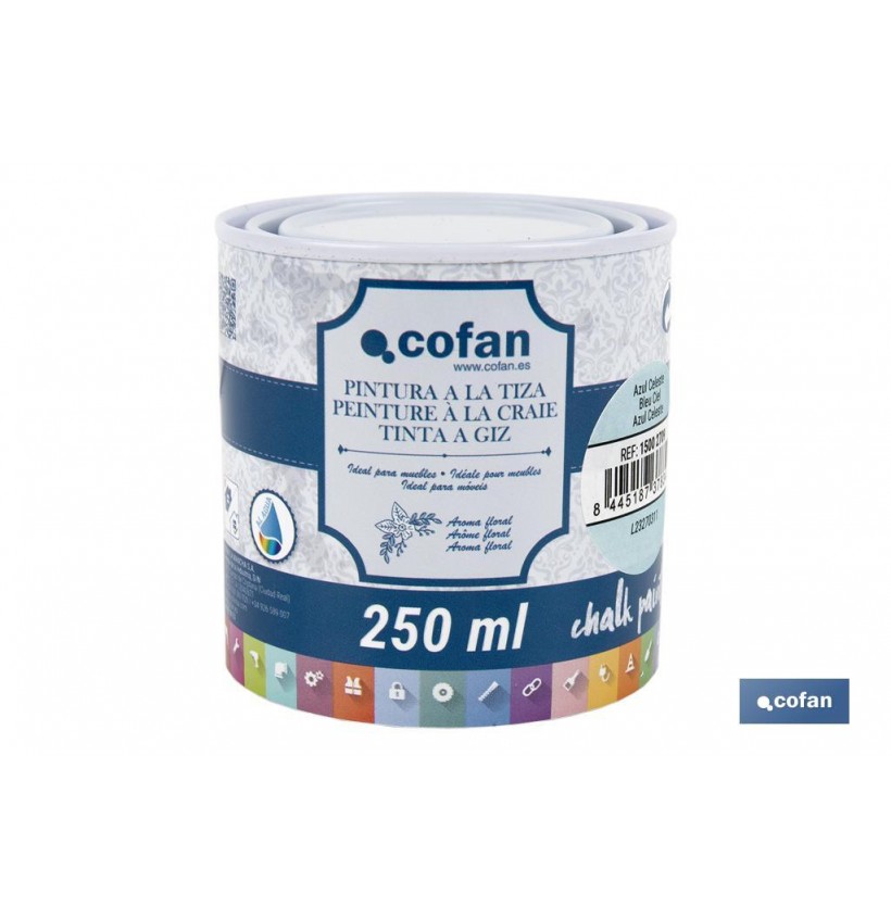 PINTURA A LA TIZA, CHALK PAINT, AZUL CELESTE 250 ML