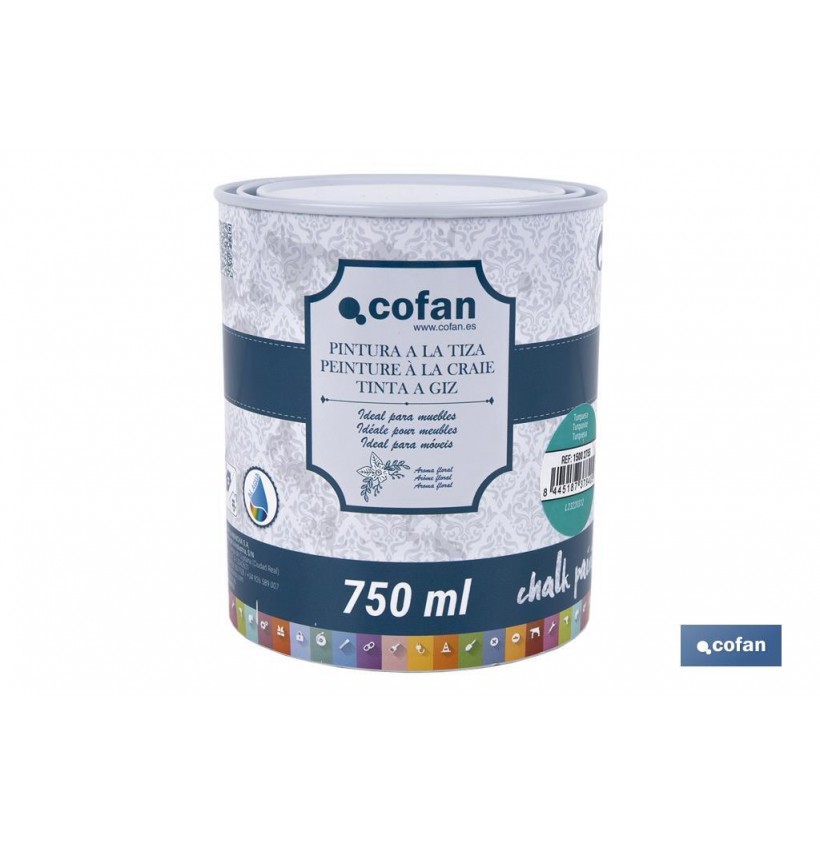 PINTURA A LA TIZA, CHALK PAINT, TURQUESA 750 ML