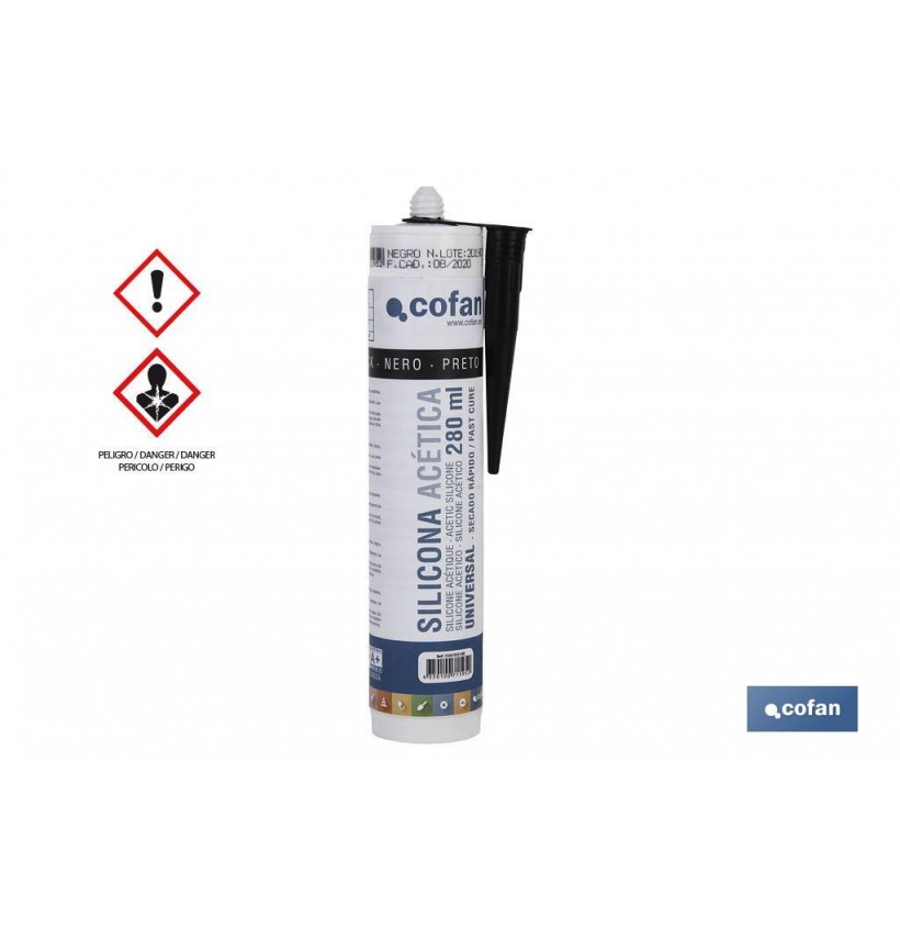 SILICONA ACETICA UNIVERSAL 280ML NEGRO