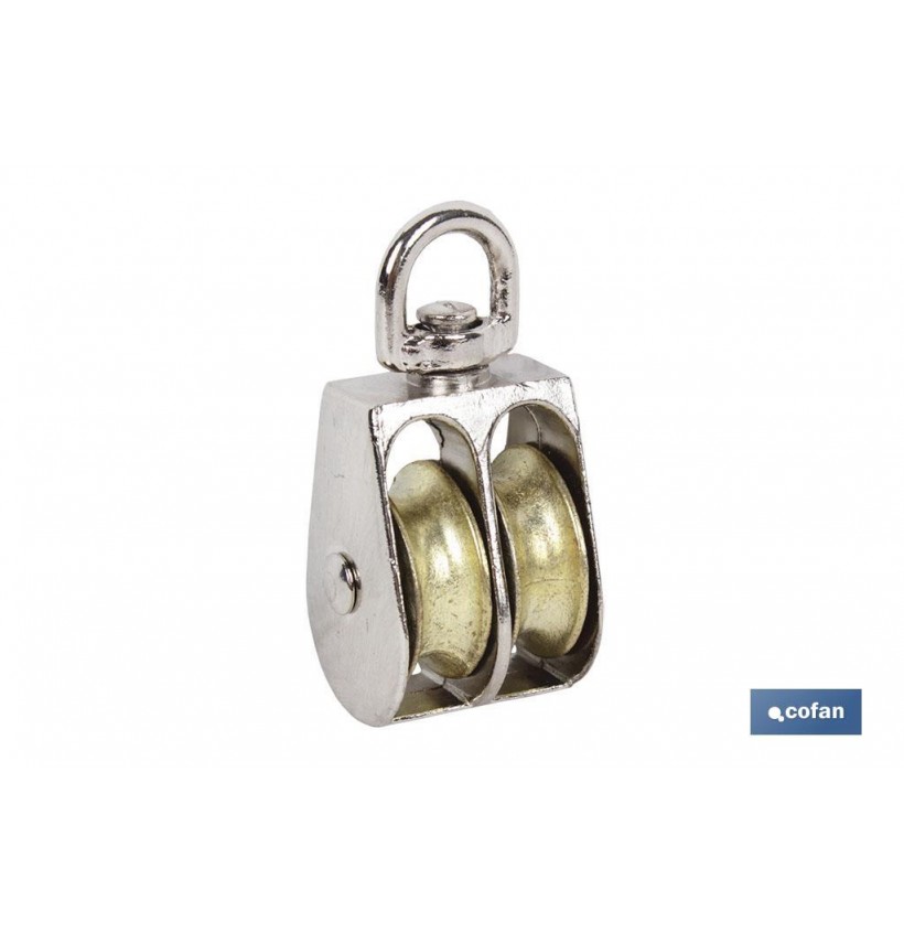 POLEA DOBLE GIRATORIA NIQUELADA (Ø12MM)