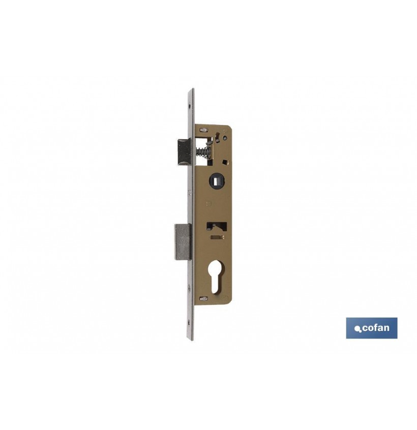 CERRADURA DE EMBUTIR + CERRADERO D85 E23 (LEVA CORTA) NÍQUEL (PUERTAS DE METAL)