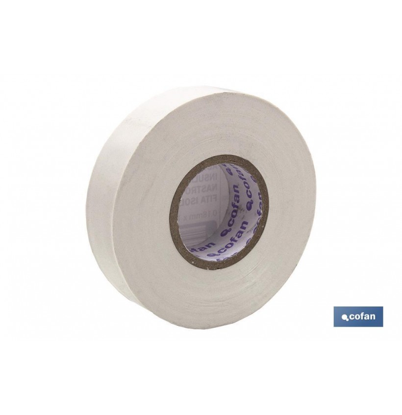 CINTA AISLANTE 180 Micras BLANCA 19mmX20 Metros venta unitaria