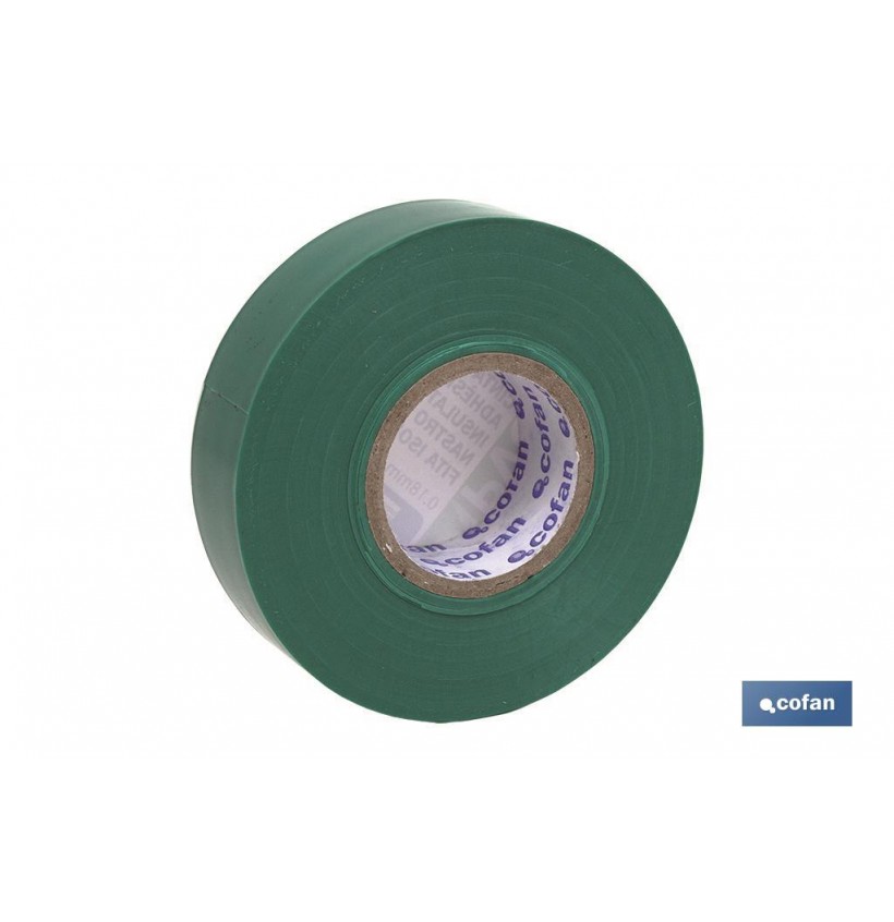 CINTA AISLANTE 180 Micras VERDE 19mmX20 Metros