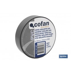 CINTA AISLANTE 180 Micras GRIS 19mmX20 Metros