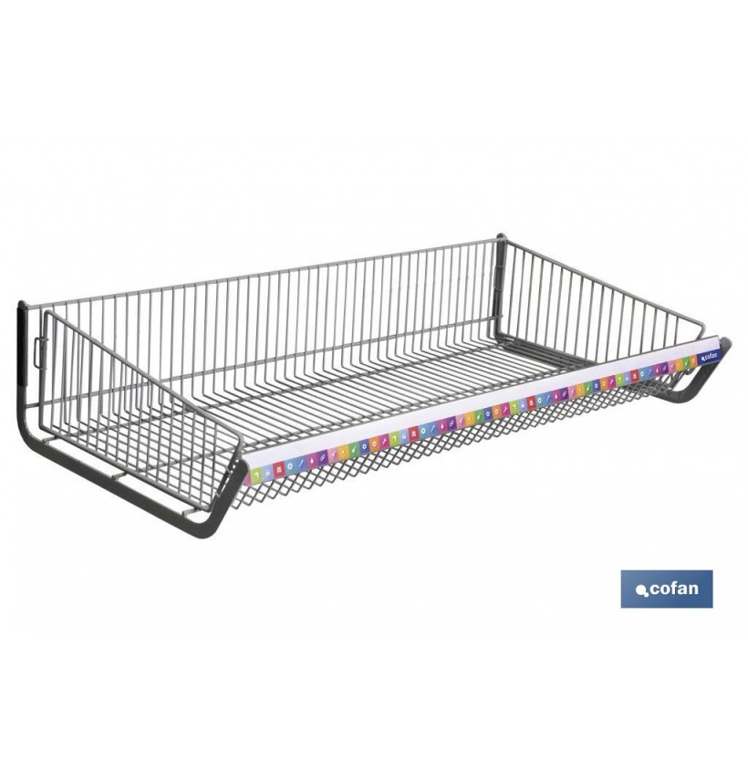 CESTO CON EXTREMOS PARA EXPOSITOR 1000X480mm + PORTAPRECIOS