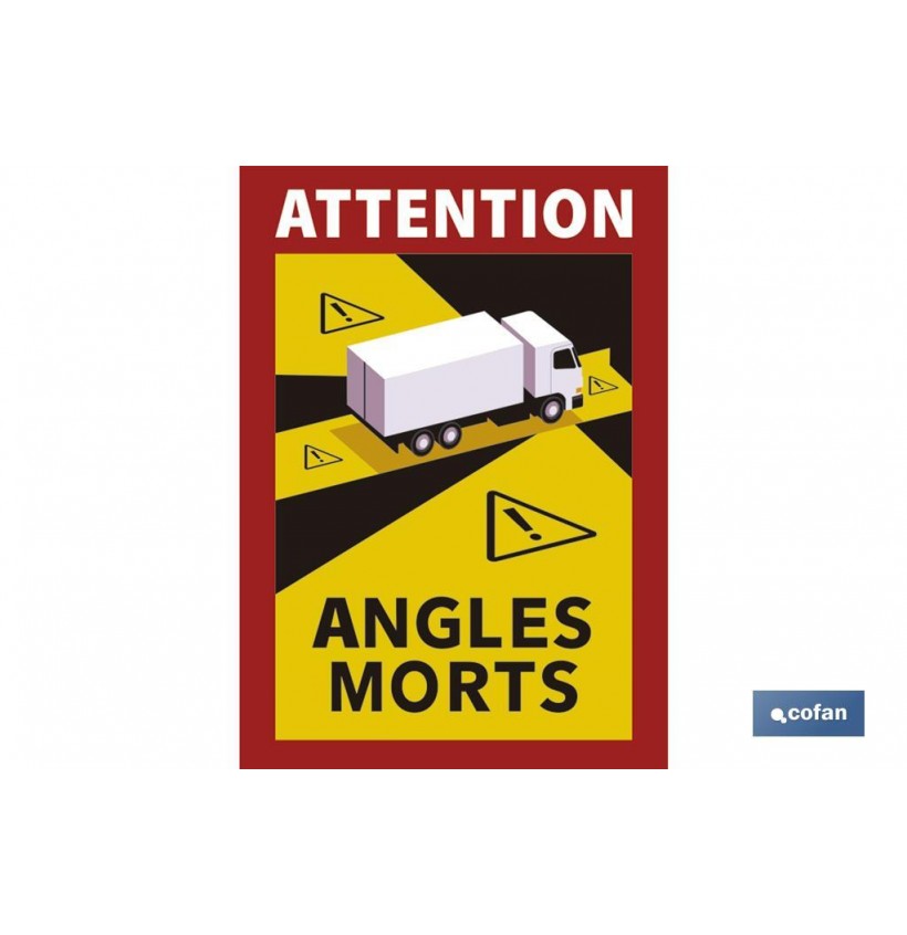 ETIQUETA ADHESIVA «ATTENTION ANGLES MORTS» CAMIONES