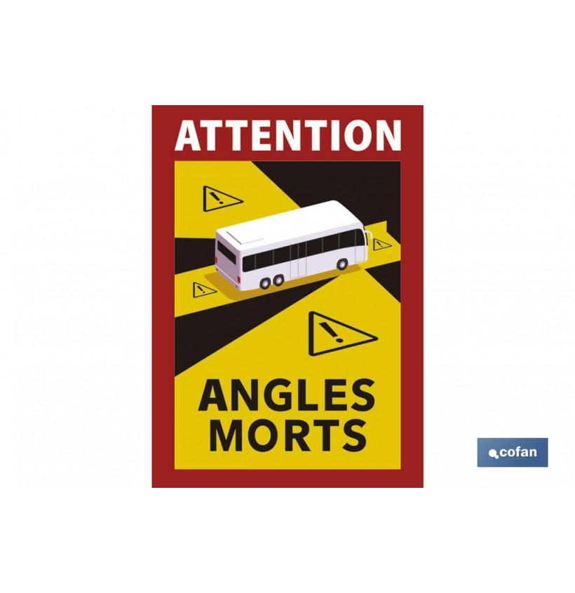 ETIQUETA ADHESIVA «ATTENTION ANGLES MORTS» AUTOBUSES