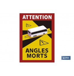 ETIQUETA ADHESIVA «ATTENTION ANGLES MORTS» AUTOBUSES VENTA UNITARIA