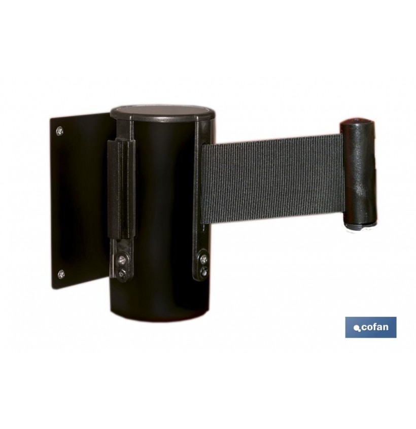 SOPORTE PARED CINTA EXTENSIBLE NEGRA 2100 MM Y ANCLAJES