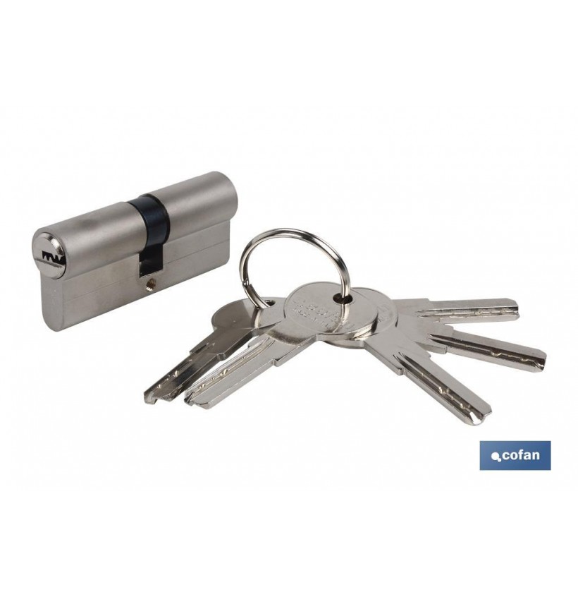 CILINDRO DE SEGURIDAD DE NÍQUEL MATE 45/45 - LEVA LARGA
