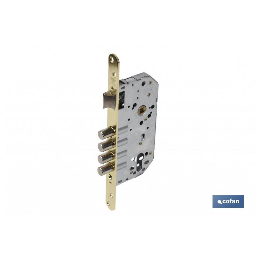 Cerradura Embutir 4 B-Redonda+cerradero D85 E50 Latón (P/Madera)