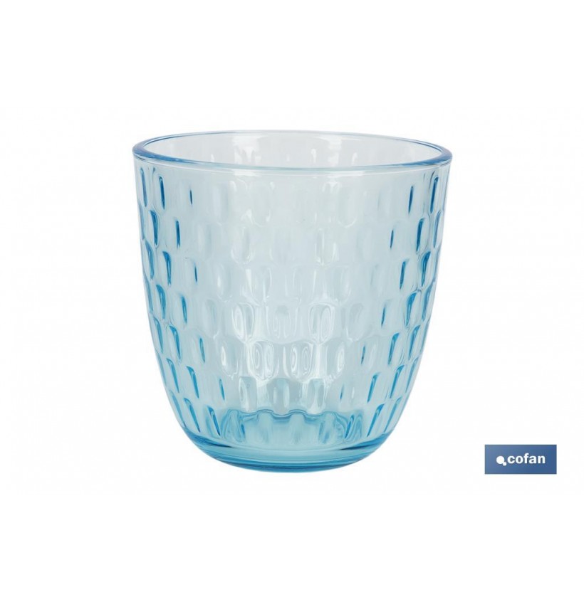 PACK 6 VASOS DE AGUA VIDRIO 29 CL COLOR AZUL MODELO ÓPALO