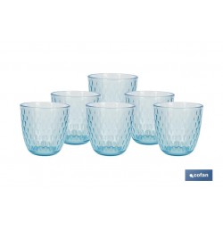 PACK 6 VASOS DE AGUA VIDRIO 29 CL COLOR AZUL MODELO ÓPALO