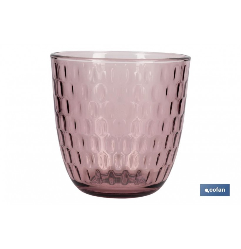 PACK 6 VASOS DE AGUA VIDRIO 29 CL COLOR PURPURA CLARO MODELO ÓPALO