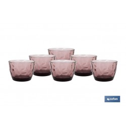 PACK 6 VASOS DE AGUA VIDRIO 30,5 CL COLOR PURPURA MODELO JADE