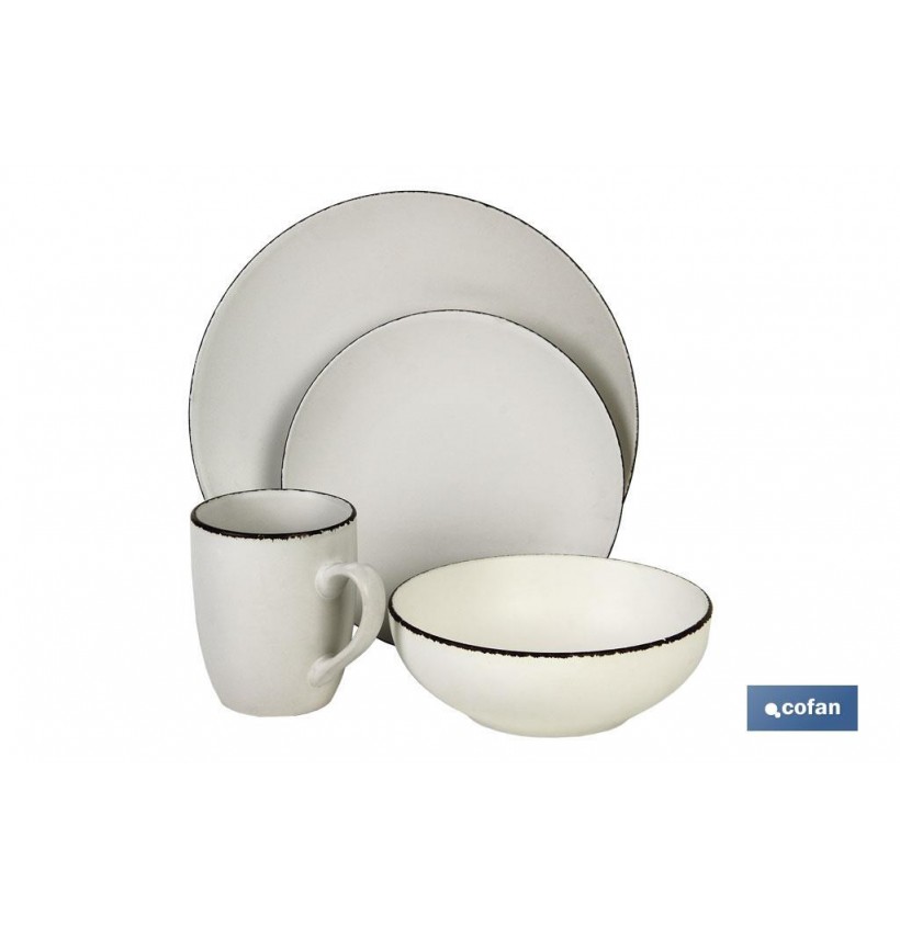VAJILLA BLANCA MATE 16 PIEZAS CERAMICA.
