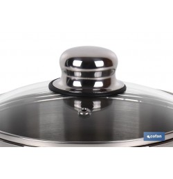 OLLA  INOX INDUCCIÓN.5.3 L MOD POLENTA TAPA DE VIDRIO Ø220 MM