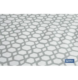 ROLLO MANTEL ANTIMANCHAS 1,40 x 25m 50% ALG/50% PVC. HEXAGONOS