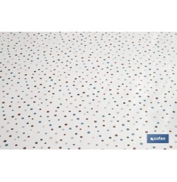 ROLLO MANTEL ANTIMANCHAS 1,40 x 25m 50% ALG/50% PVC.PUNTOS