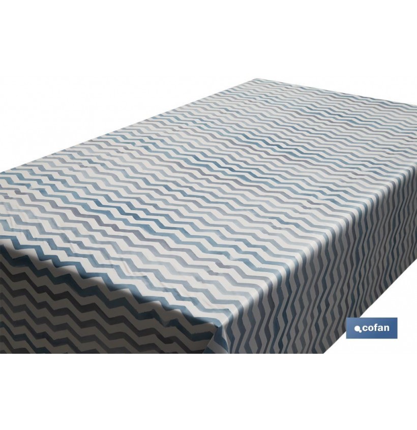 ROLLO MANTEL ANTIMANCHAS 1,40 x 25m 50% ALG/50% PVC.RAYADO