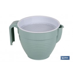GRASERA COLADOR 500ml MODELO ALBAHACA VERDE AGUA 16.5X12X10cm