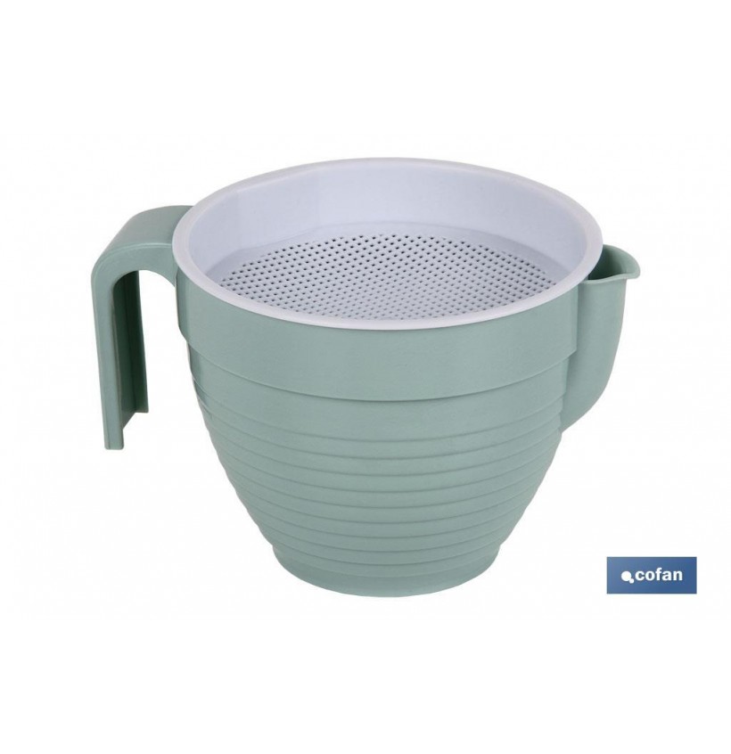 GRASERA COLADOR 500ml MODELO ALBAHACA VERDE AGUA 16.5X12X10cm venta unitaria