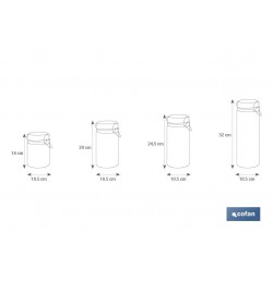 SET 4  FRASCOS CRISTAL+ CLIP ACERO 2100ML,1500ML,1150ML,750ML