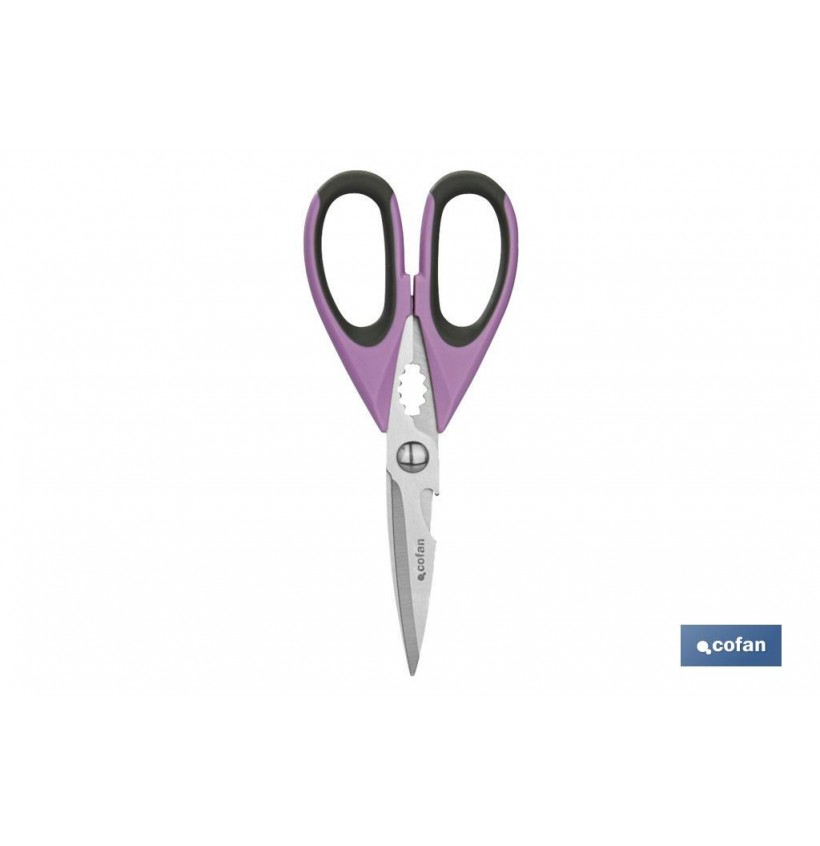 TIJERAS MORADAS DE ACERO INOX. MODELO SENA 22 CM