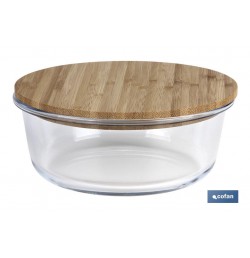 SET DE 2 RECIPIENTES DE BOROSILICATO CON TAPA DE BAMBÚ MODELO PANDA 620 ML - 950 ML