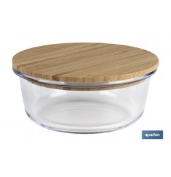 SET DE 2 RECIPIENTES DE BOROSILICATO CON TAPA DE BAMBÚ MODELO PANDA 620 ML - 950 ML